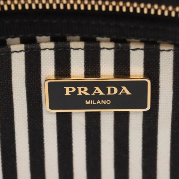 Prada Canapa Canvas x Leather Two-Way Handbag Black - Picture 11 of 16